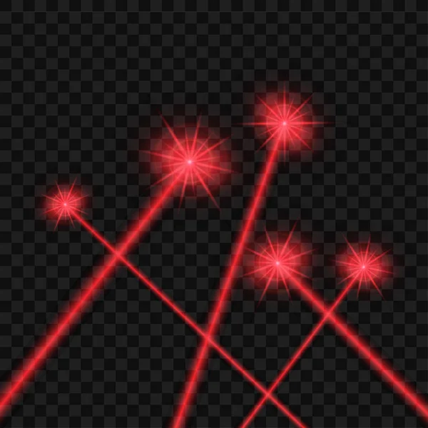Sinar Laser Merah Abstrak Terisolasi Pada Latar Belakang Hitam Transparan - Stok Vektor
