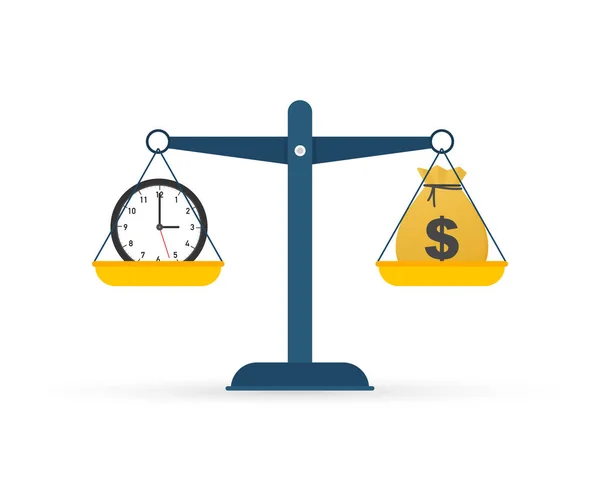 Tempo Dinheiro Escala Ícone Dinheiro Equilíbrio Tempo Escala Ilustração Estoque —  Vetores de Stock