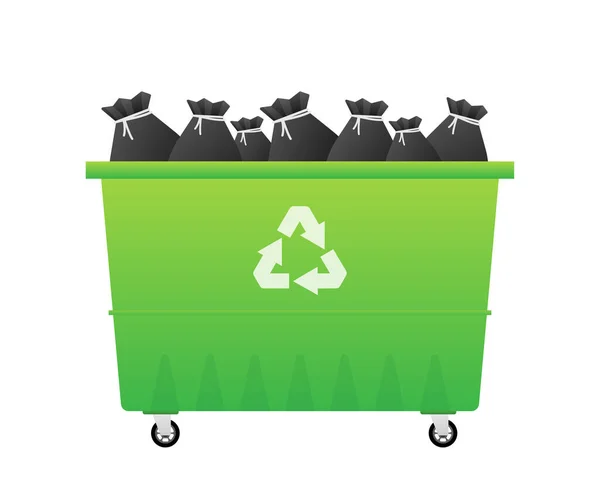 Recycling Garbage Dumpster Wheelie Trash Bin Vector Stock Illustration — Stock Vector