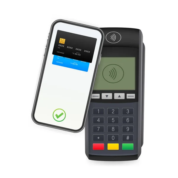 Modes Paiement Sans Contact Téléphone Intelligent Mobile Terminal Pos Sans — Image vectorielle