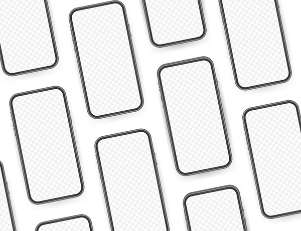 Mockup Smartphones Moldura Celular Com Modelos Isolados Exibição Branco Ilustração —  Vetores de Stock