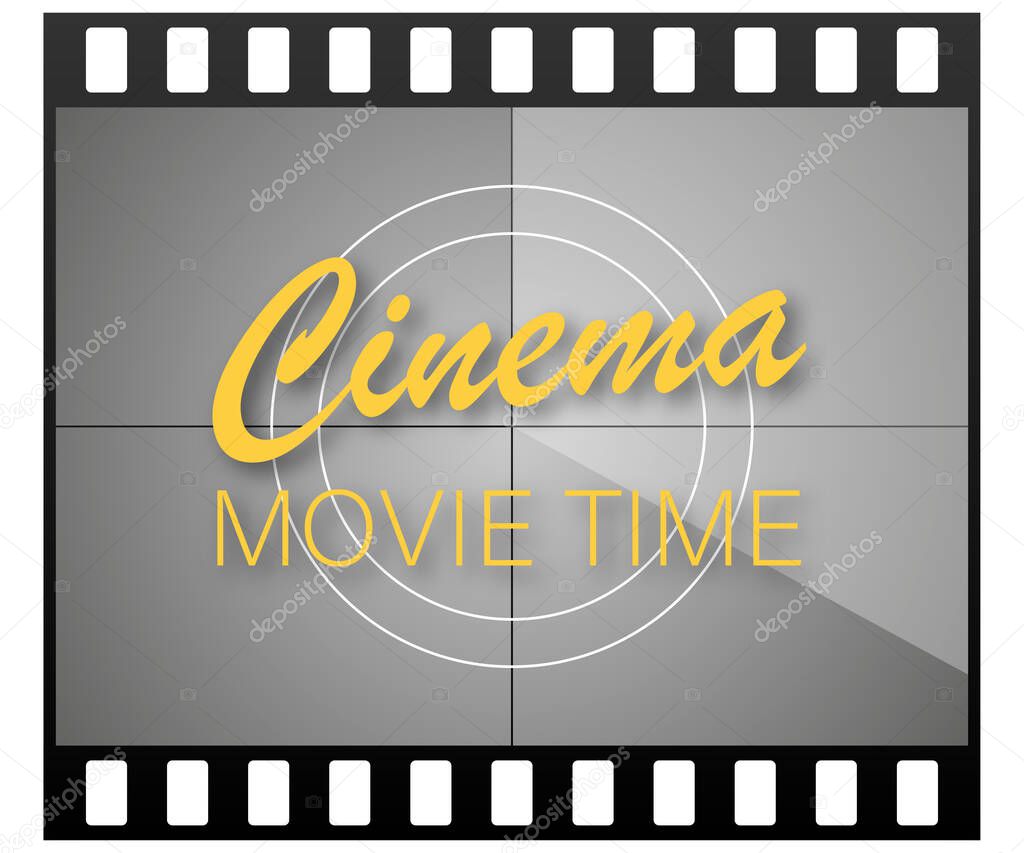 Cinema movie poster design template. filmstrip, tickets, clapboard. Vector stock illustration