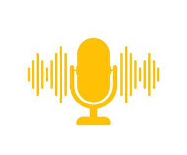 Podcast. Rozet, simge damgası logo Vektör hisse çizimi
