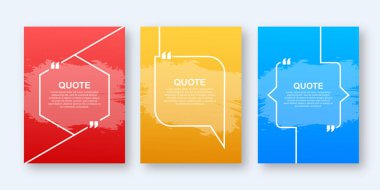 Tırnak çerçevelerini ayarla. Yazdırma bilgisi tasarım alıntılarıyla boş bir şablon. Boş şablon alıntısı. Vektör stok illüstrasyonu