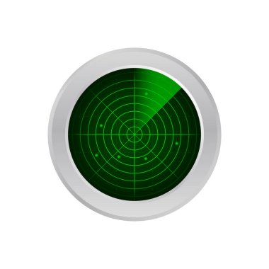 Araştırmadaki gerçekçi radar. Hedeflerle radar ekranı. Vektör stok illüstrasyonu