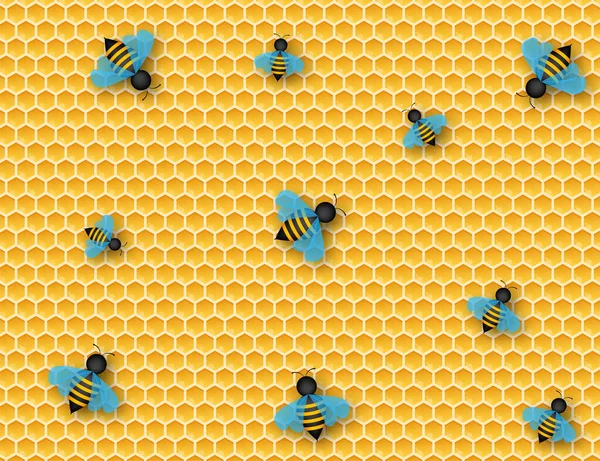 Altıgen Doğal Bal Yapısı Arı Peteği Böcekler Bal Vektör Illüstrasyonu — Stok Vektör