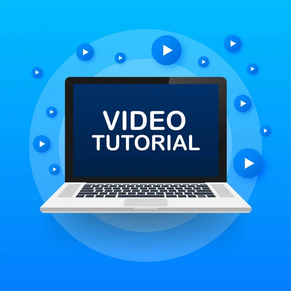 Tutoriels Vidéo Études Apprentissage Enseignement Distance Développement Des Connaissances Vidéo — Image vectorielle