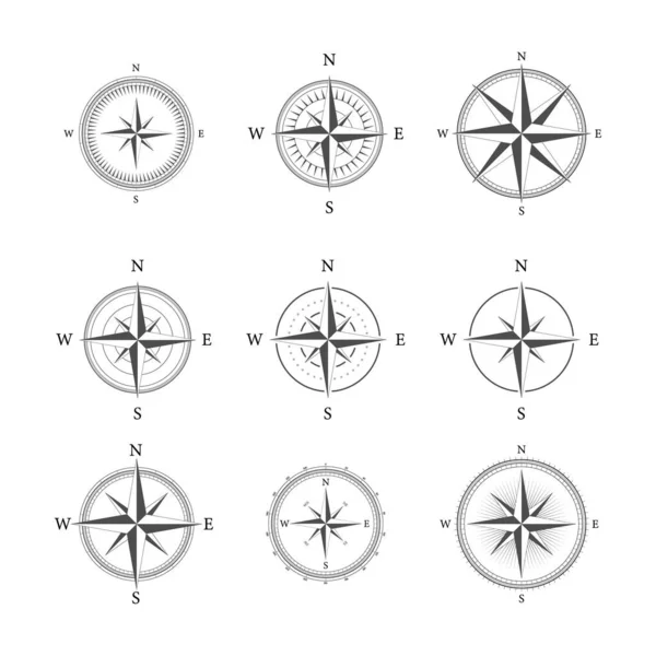 Compass White Background Flat Vector Navigation Symbol Vector Stock Illustration — Stock Vector