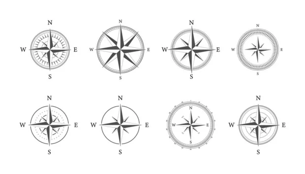 Kompas Bílém Pozadí Symbol Ploché Vektorové Navigace Obrázek Vektorové Populace — Stockový vektor