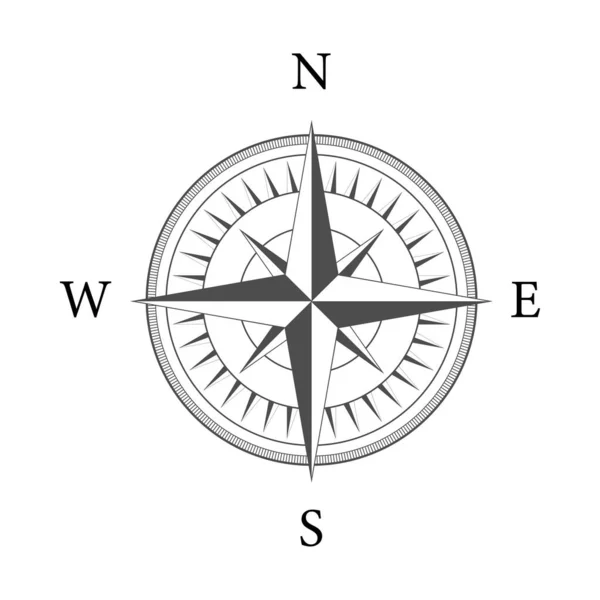 Πυξίδα Λευκό Φόντο Επίπεδο Διανυσματικό Σύμβολο Πλοήγησης Εικονογράφηση Διανύσματος — Διανυσματικό Αρχείο
