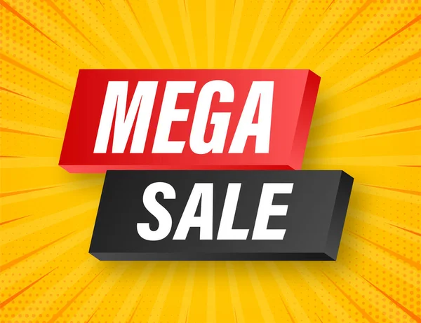 Mega Sale Banner Design. Banner-Verkaufs-Tag. Sonderangebotssymbol. Ladenmarktplakat. Webdesign. Vektoraktiendarstellung — Stockvektor