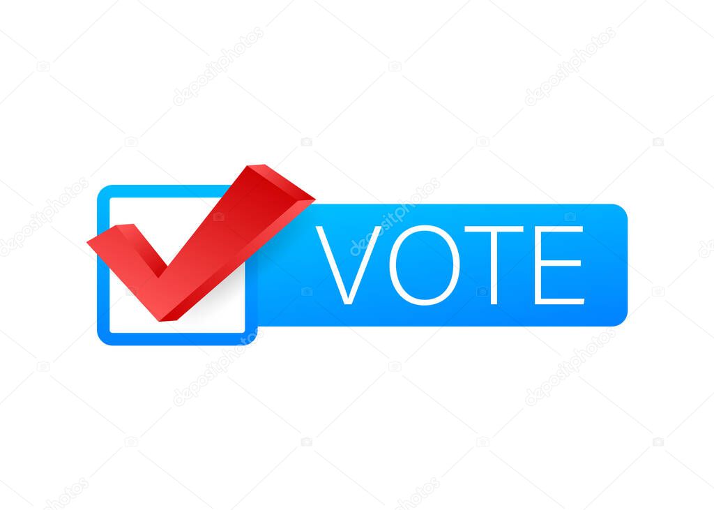 Vote symbols. Check mark icon. Vote label on white background. Vector stock illustration