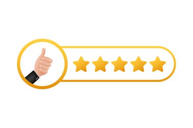 Başparmaklar yukarı. Müşteri değerlendirmesi. Müşteri değerlendirme derecesi. Vektör stok illüstrasyonu