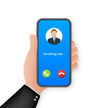 Smartphone ekranda gelen arama ile. Gelen arama. Hisse senedi vektör çizim