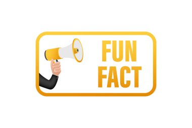 Eğlenceli bir gerçeği olan megafon etiketi. Megafon bayrağı. Web tasarımı. Vektör stok illüstrasyonu