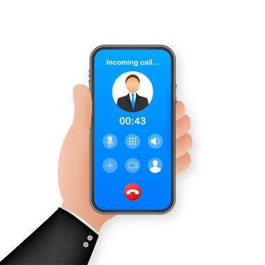 Smartphone ekranda gelen arama ile. Gelen arama. Hisse senedi vektör çizim