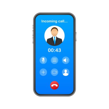 Smartphone ekranda gelen arama ile. Gelen arama. Hisse senedi vektör çizim