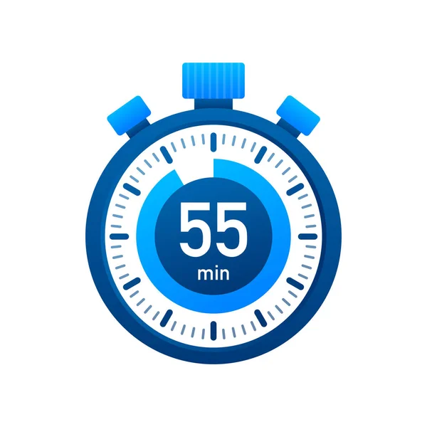 Minuten Stopwatch Vector Icoon Stopwatch Icoon Platte Stijl Timer Kleur — Stockvector