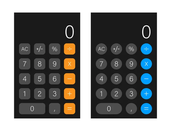 Knop Met Zwarte Rekenmachine Smartphone Mobiele App Interface Telefoonscherm Mobiele — Stockvector