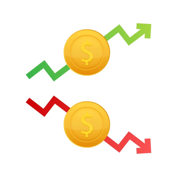 Nahoru Dolů Dolar Znamení Bílém Pozadí Obrázek Vektorové Populace — Stockový vektor