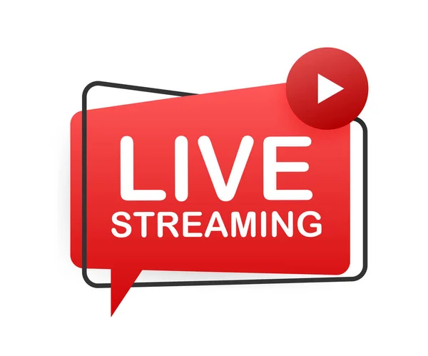 Live Streaming Flat Logo Κόκκινο Διανυσματικό Στοιχείο Σχεδιασμού Κουμπί Play — Διανυσματικό Αρχείο