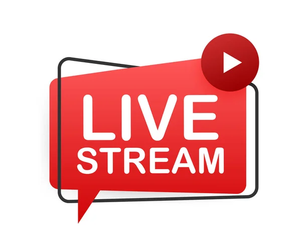 Live Stream Flat Logo Κόκκινο Διανυσματικό Στοιχείο Σχεδιασμού Κουμπί Play — Διανυσματικό Αρχείο
