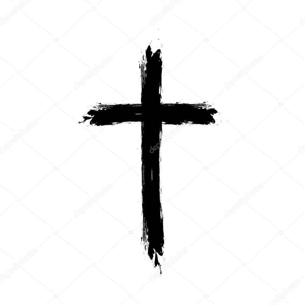 Vector cross silhouette with blood and shadow. Vector stock illustration