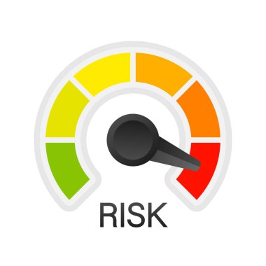 Hız göstergesinde risk simgesi. Yüksek risk ölçer. Vektör stok illüstrasyonu