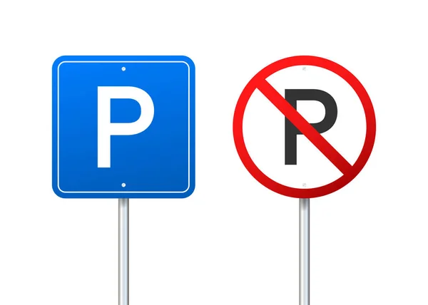 Sjabloon Met Blauwe Parkeerplaats Logo Icoon Label Parkeren Witte Achtergrond — Stockvector