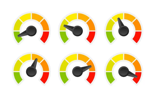 Rating Customer Satisfaction Meter Different Emotions Art Design Red Green — Stock Vector