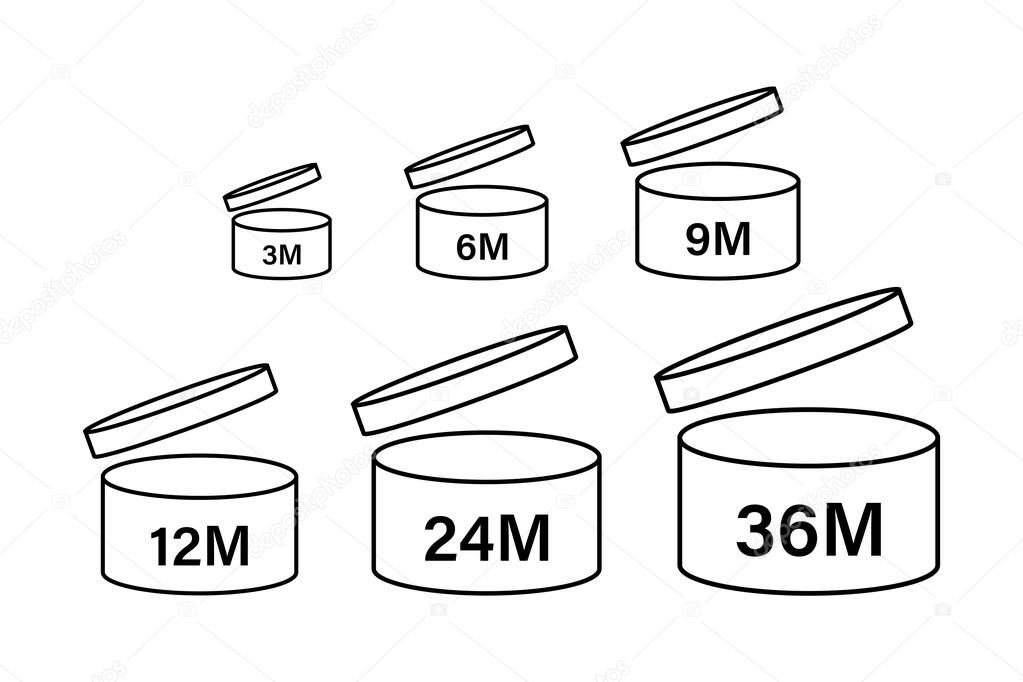 After Opening Use Icons. Expiration date symbols. Vector illustration