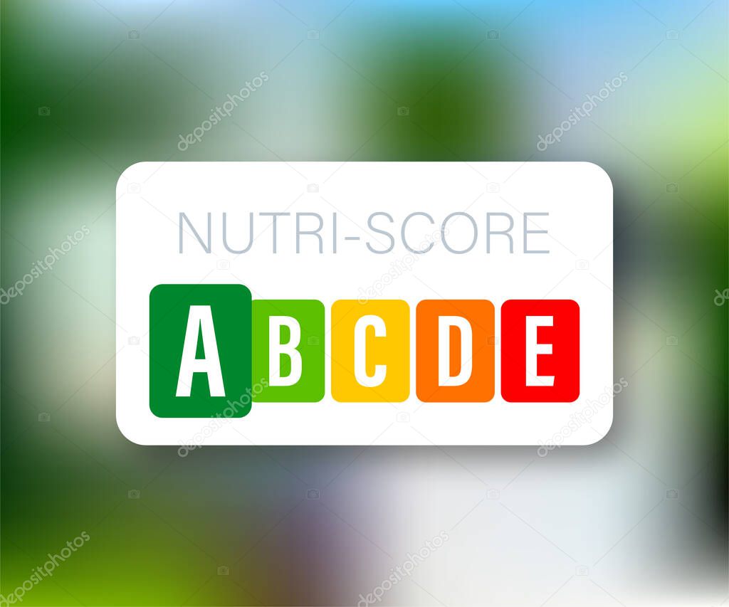 Nutri score for packaging design. Logo, icon, label. Vector stock illustration