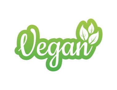 Vegan ikon tasarımı. Yeşil vejetaryen arkadaş sembolü. Vektör illüstrasyonu