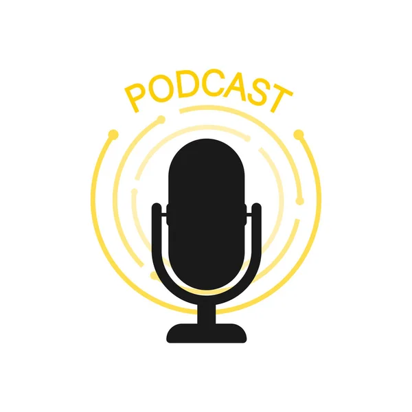 Podcast Rozet Simge Damgası Logo Vektör Hisse Çizimi — Stok Vektör