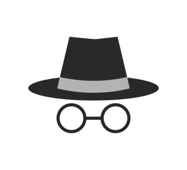 Tebdili kıyafet. Soru işareti. Vektör simgesi. Koruma sembolü. Vektör stok illüstrasyonu.