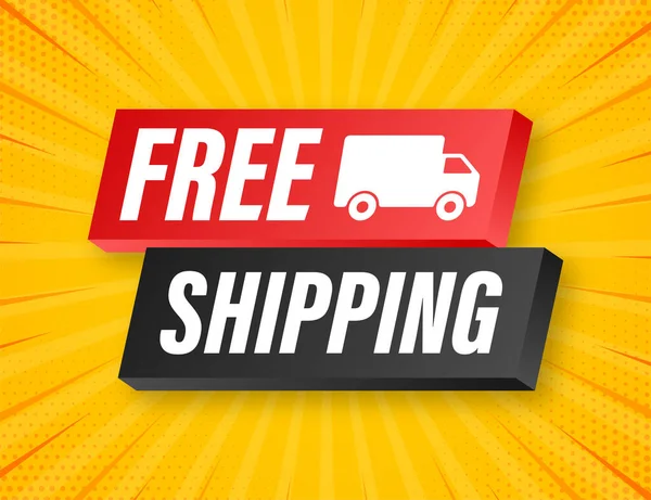 Free shipping. Badge with truck. Vector stock illustrtaion. — Stock Vector