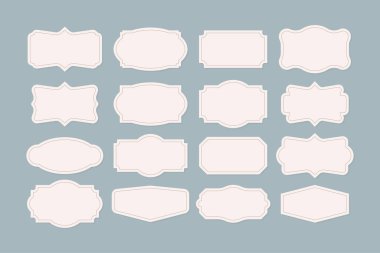 Vintage Frames Set, clipart bohça. Dekoratif tasarım için geçmişe dönük koleksiyon. Dekoratif tasarım için Frame Retro koleksiyonu. Vektör stok illüstrasyonu.
