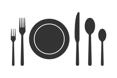 Çatal çatal bıçak vektör ikonu, restoran sembolü. Vektör stok illüstrasyonu.