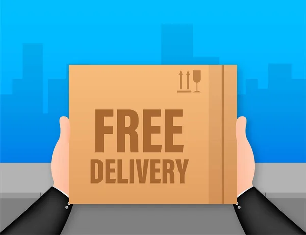 Free delivery. Web banner for Delivery Services and E-Commerce. Vector stock illustration. — Stock Vector