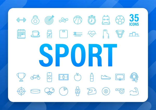 Web tasarımı için düz spor simgesi. Futbol topu. Web simgesi seti. Fitness sporu. Vektör stok illüstrasyonu. — Stok Vektör