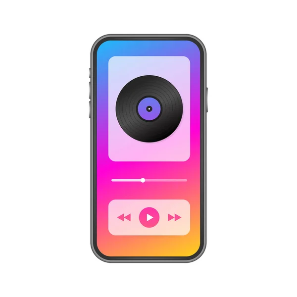 Mobiele applicatie interface. Muziekspeler. Muziek app. Vectorvoorraad Illustratie. — Stockvector