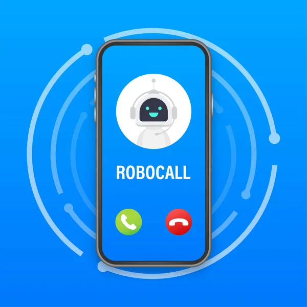 Névjegykártya robothívással. Mobiltelefon. Robothívás. Itt Cpam. Vektorállomány illusztrációja. — Stock Vector