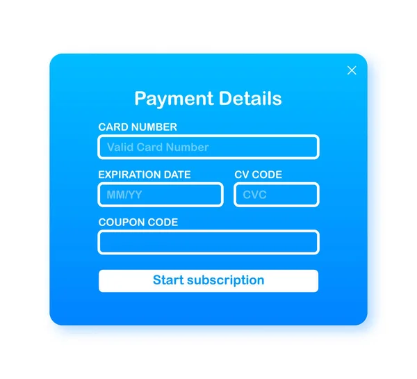 Online payment form. Online digital invoice on laptop. Vector illustration. — Stock Vector