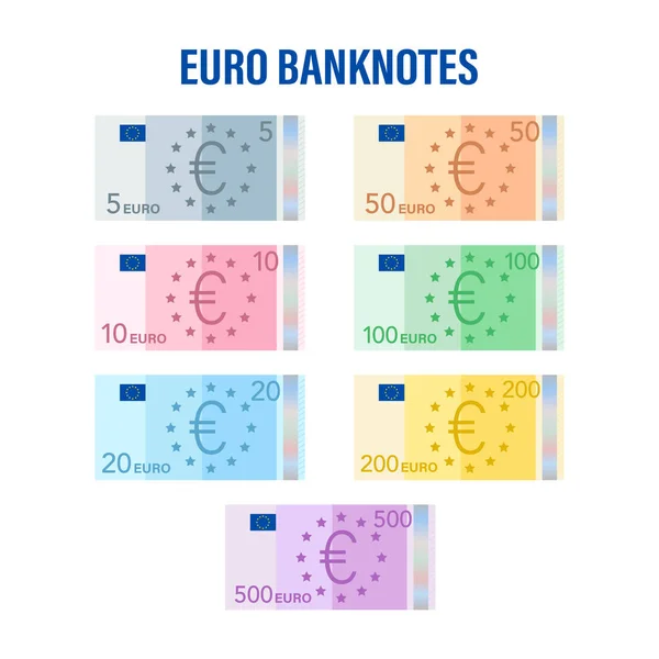 Eurosedlar. Platt euro för papperspengar. Affärsidé. Illustration av vektorbeståndet. — Stock vektor
