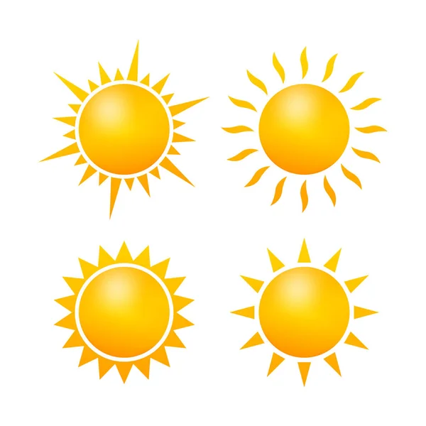 Set Icono realista del sol para el diseño del tiempo sobre fondo blanco. Ilustración de stock vectorial . — Vector de stock
