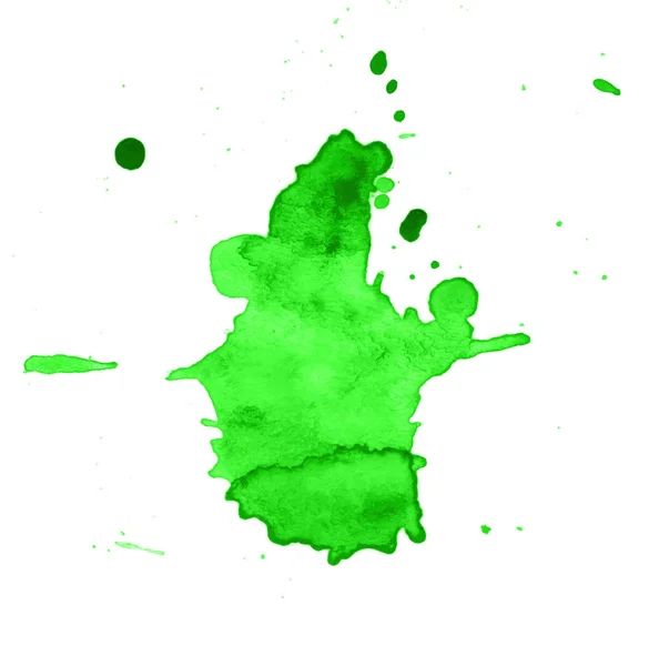Mancha de textura aquarela abstrata verde com salpicos e salpicos . —  Vetores de Stock