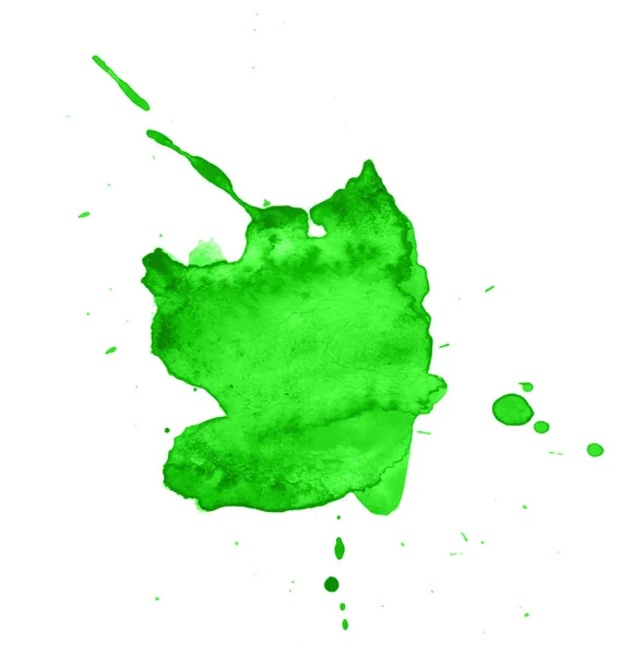 Green abstract watercolor texture stain with splashes and spatters. — Stock Vector