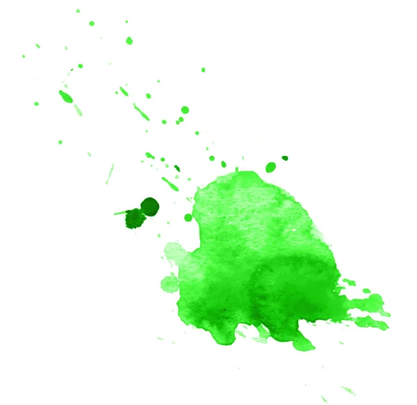 Yeşil soyut suluboya lekesi sıçramalar ve sıçramalarla. — Stok Vektör