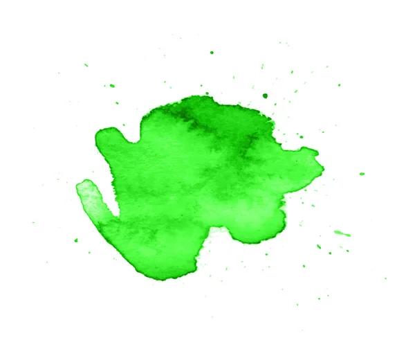 Green abstract watercolor texture stain with splashes and spatters. — ストックベクタ