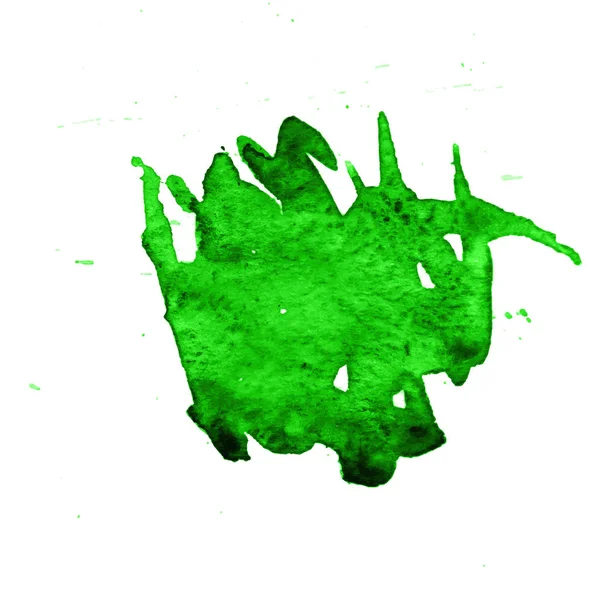 Mancha de textura de acuarela abstracta verde con salpicaduras y salpicaduras . — Archivo Imágenes Vectoriales